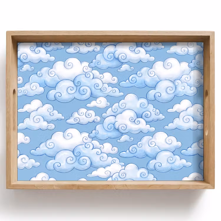 Wolken - Patroon - Hemel - Illustratie - Wit Dienblad Rechthoek middel -z3d_shopping