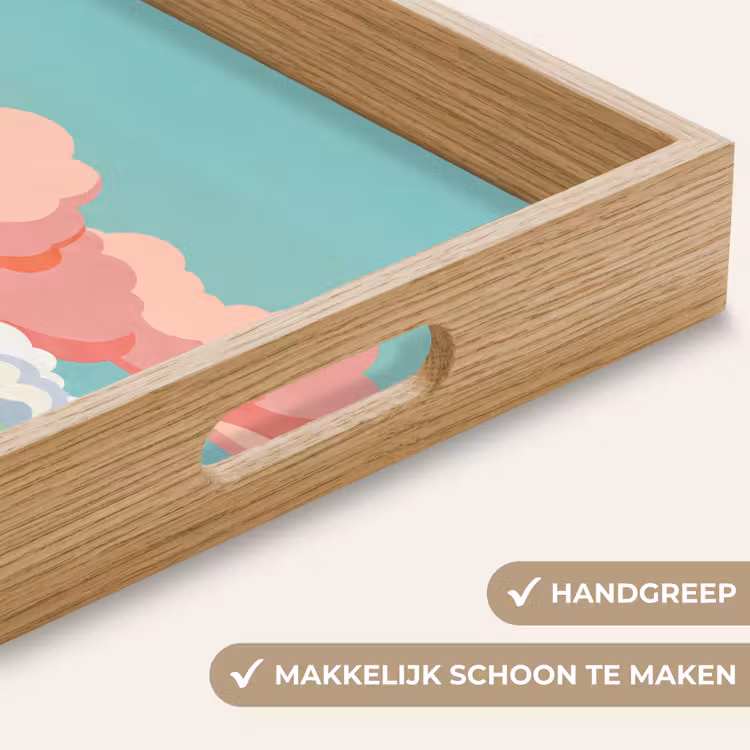 Wolken - Roze - Natuur - Modern - Pastel Dienblad Rechthoek middel -USP_HandgreepNL