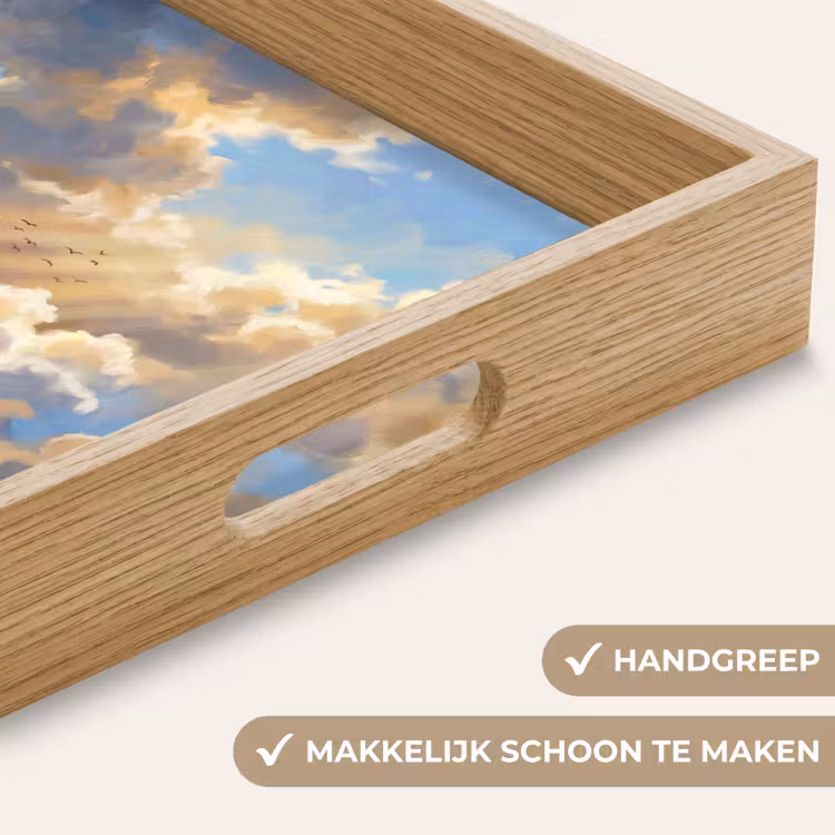 Wolken - Zonnestralen - Natuur - Abstract - Blauw Dienblad Rechthoek middel -USP_HandgreepNL