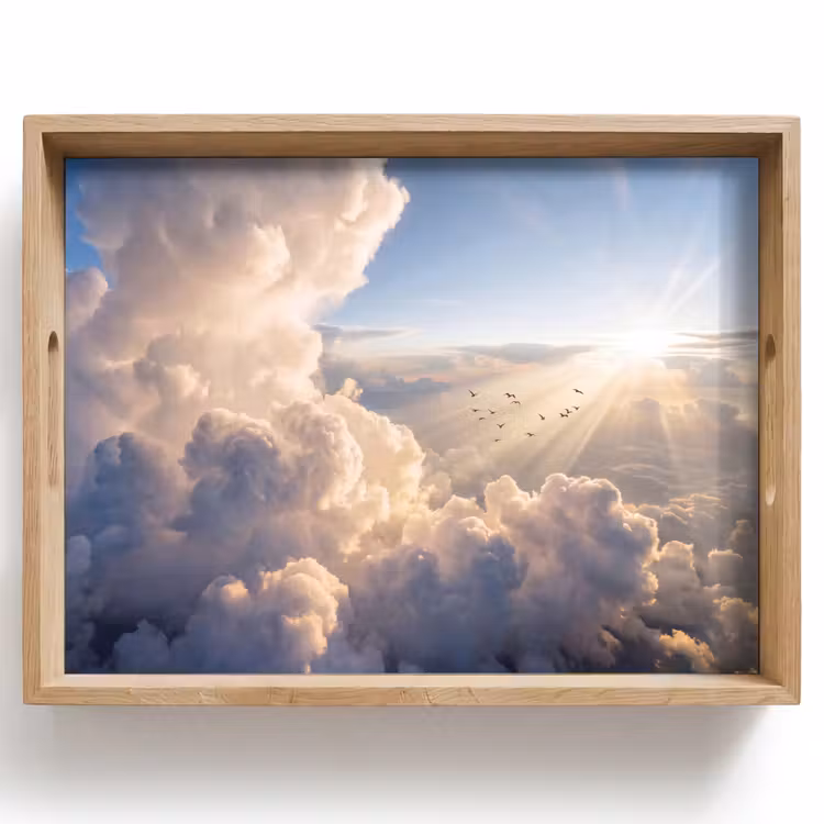Wolken - Zonnestralen - Natuur - Wit Dienblad Rechthoek middel -z3d_shopping