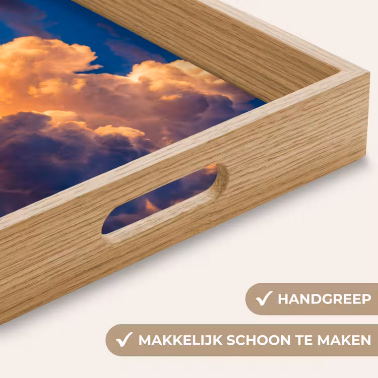 Wolken - Zonsondergang - Natuur - Oranje - Blauw Dienblad Rechthoek middel -USP_HandgreepNL