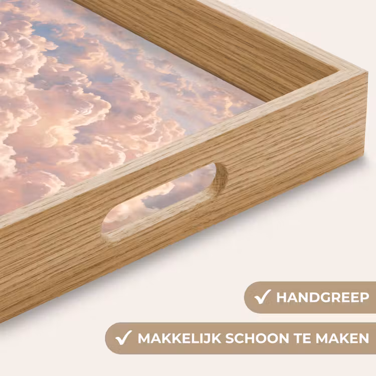 Wolken - Zonsondergang - Natuur - Pastel - Roze Dienblad Rechthoek middel -USP_HandgreepNL