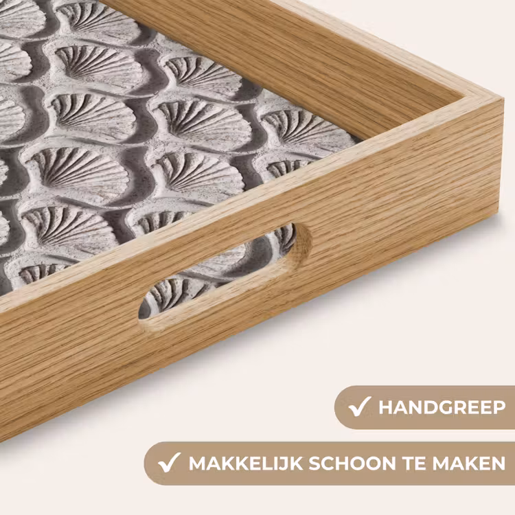 Zand - Schelpenvorm - Grijs Dienblad Rechthoek middel 911 -USP_HandgreepNL
