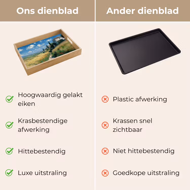Zandpad - Huis - Bomen - Grasveld Dienblad Rechthoek middel -USP_VergelijkingNL