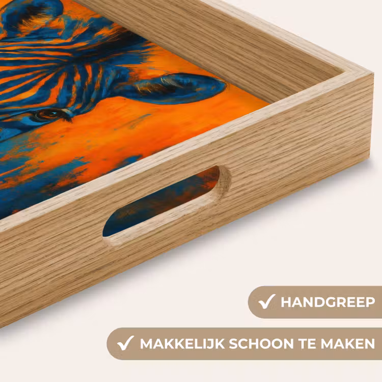 Zebra - Abstract - Blauw Dienblad Rechthoek middel -USP_HandgreepNL