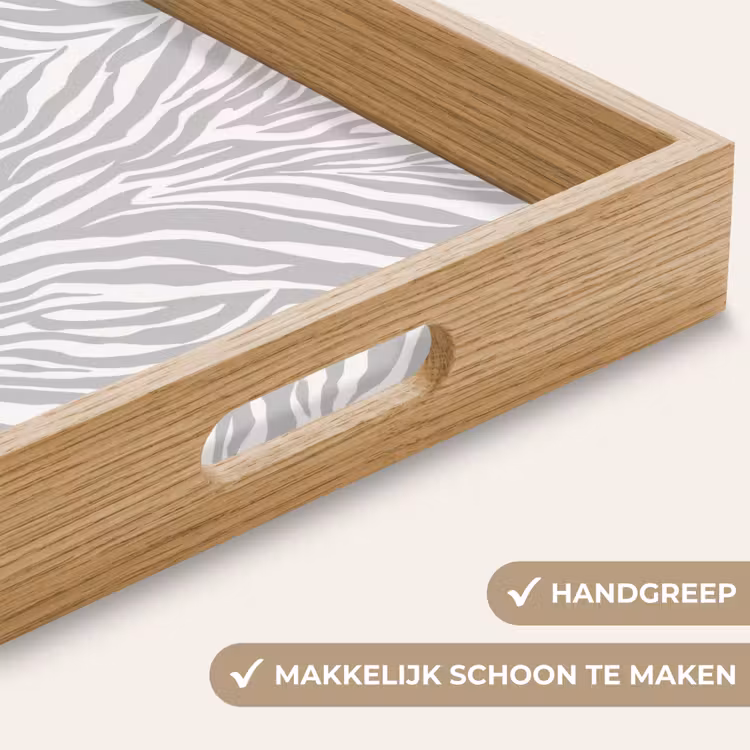 Zebra - Motief - Grijs Dienblad Rechthoek middel 911 -USP_HandgreepNL