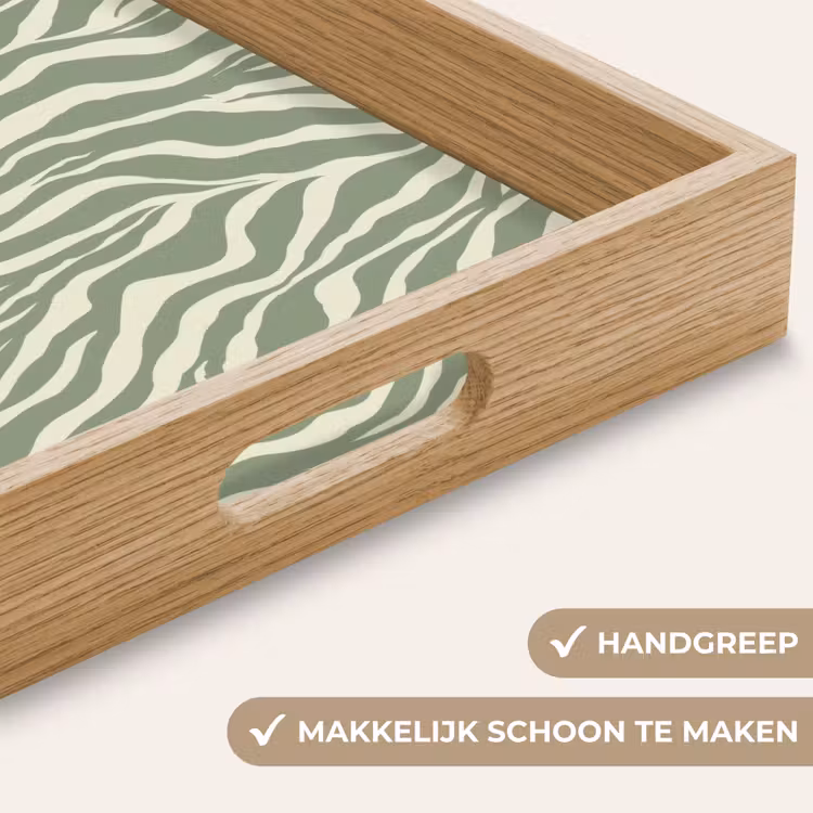 Zebra - Motief - Groen Dienblad Rechthoek middel 911 -USP_HandgreepNL