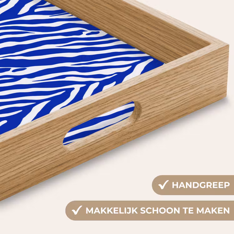 Zebra - Patroon - Kobalt - Blauw Dienblad Rechthoek middel 911 -USP_HandgreepNL