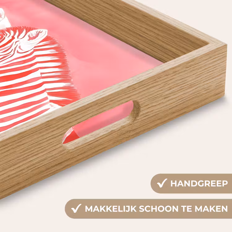 Zebra - Pink - Verf Dienblad Rechthoek middel -USP_HandgreepNL