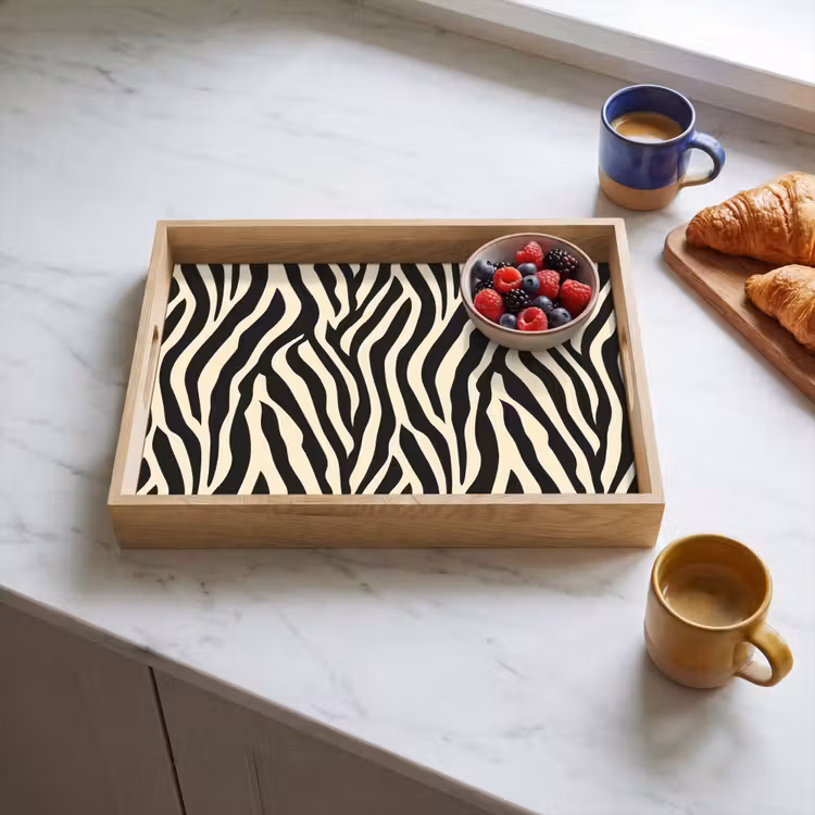 Zebra - Print - Klassiek - Zwart Dienblad Rechthoek middel 911 -sfeer2