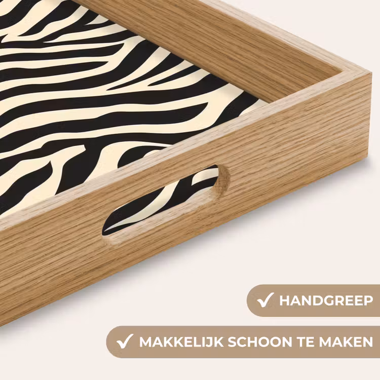 Zebra - Print - Klassiek - Zwart Dienblad Rechthoek middel 911 -USP_HandgreepNL