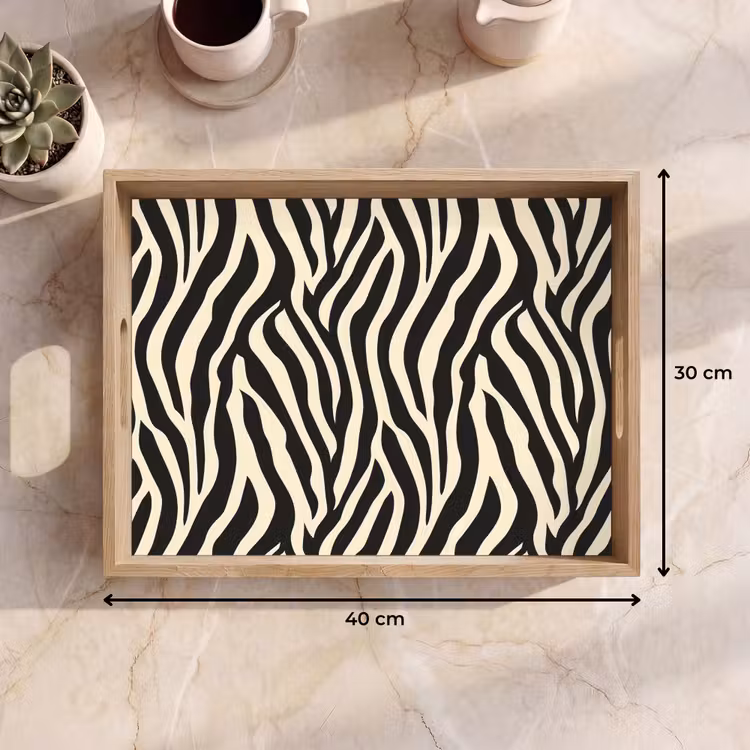 Zebra - Print - Klassiek - Zwart Dienblad Rechthoek middel 911 -USP_Formaat