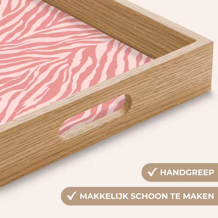 Zebra - Print - Roze Dienblad Rechthoek middel 911 -USP_HandgreepNL