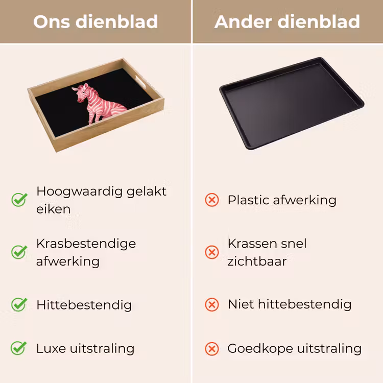 Zebra - Roze - Gestreept Dienblad Rechthoek middel -USP_VergelijkingNL