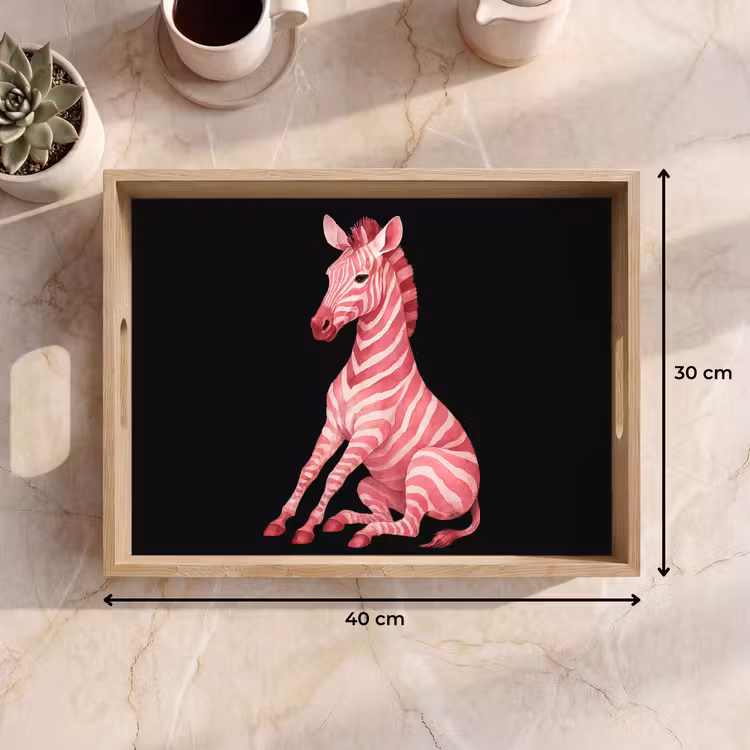Zebra - Roze - Gestreept Dienblad Rechthoek middel -USP_Formaat