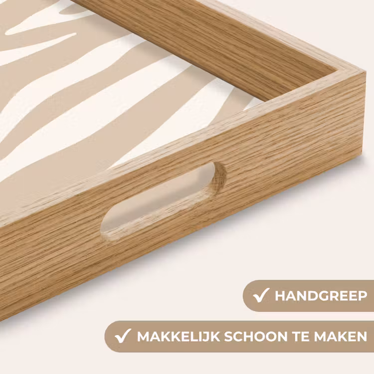 Zebraprint - Beige - Wit - Dierenprint Dienblad Rechthoek middel -USP_HandgreepNL
