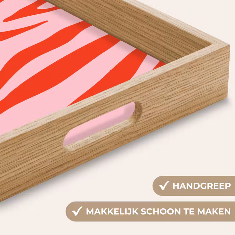 Zebraprint - Roze - Rood - Dierenprint Dienblad Rechthoek middel -USP_HandgreepNL