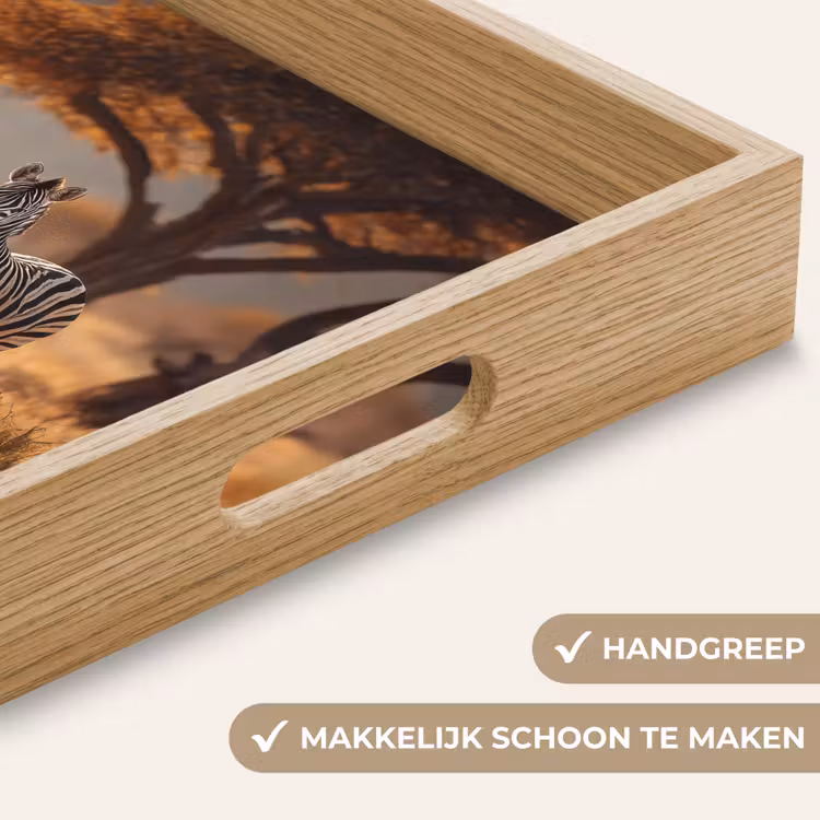 Zebra's - Savannelandschap - Gras Dienblad Rechthoek middel -USP_HandgreepNL