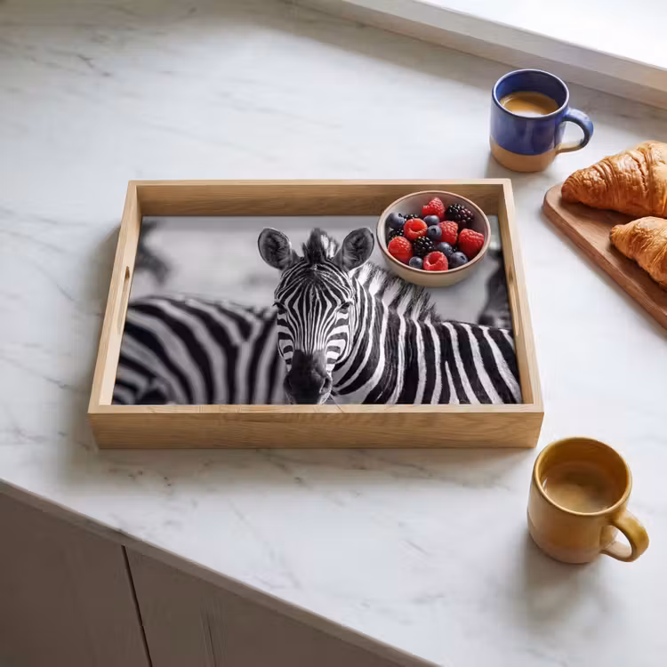 Zebra's - Zwart - Wit Dienblad Rechthoek middel -sfeer2