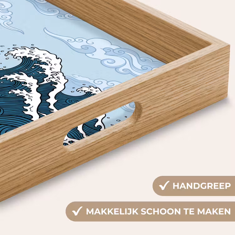 Zee - Golven - Japans - Natuur - Blauw Dienblad Rechthoek middel -USP_HandgreepNL