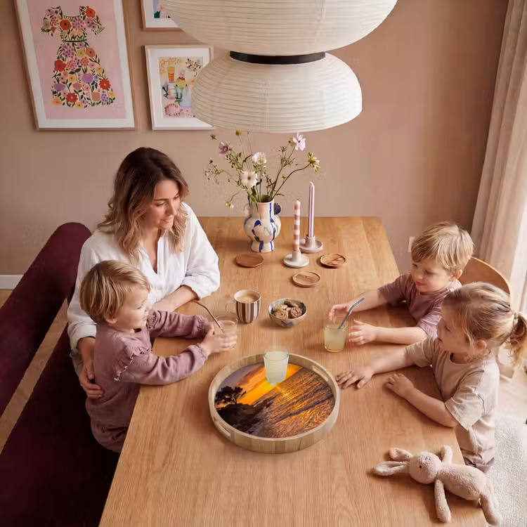 Zee - Kust - Zonsondergang - Natuur - Oranje Dienblad Rond middel -sfeer4