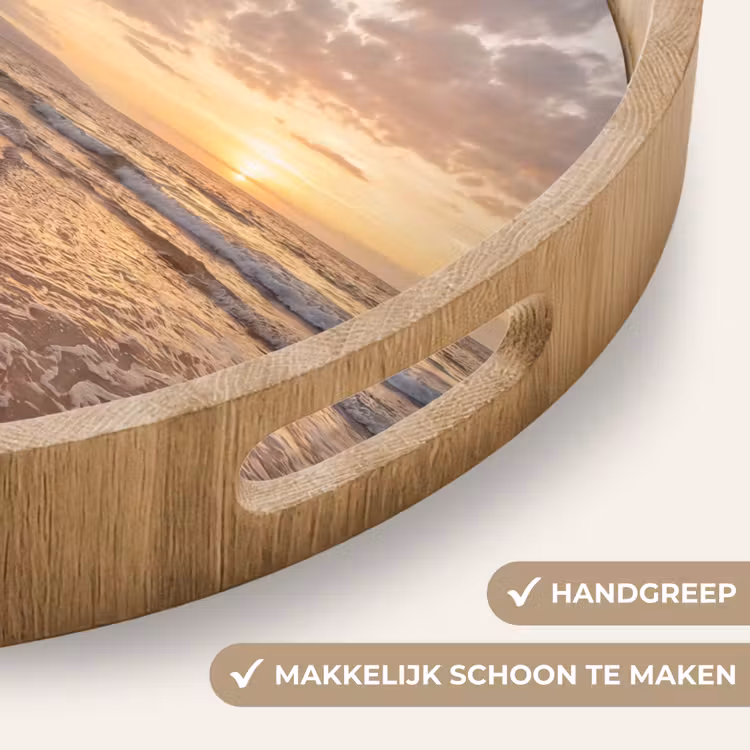 Zee - Kustlijn - Wolken - Landschap - Oranje Dienblad Rond middel -USP_HandgreepNL