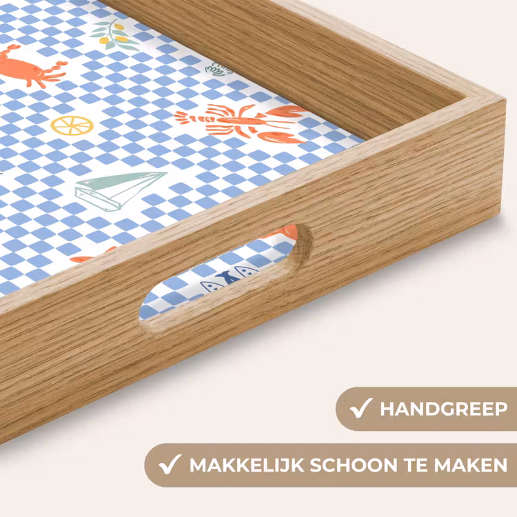 Zee - Patroon - Zeilboot - Blauw Dienblad Rechthoek middel 911 -USP_HandgreepNL