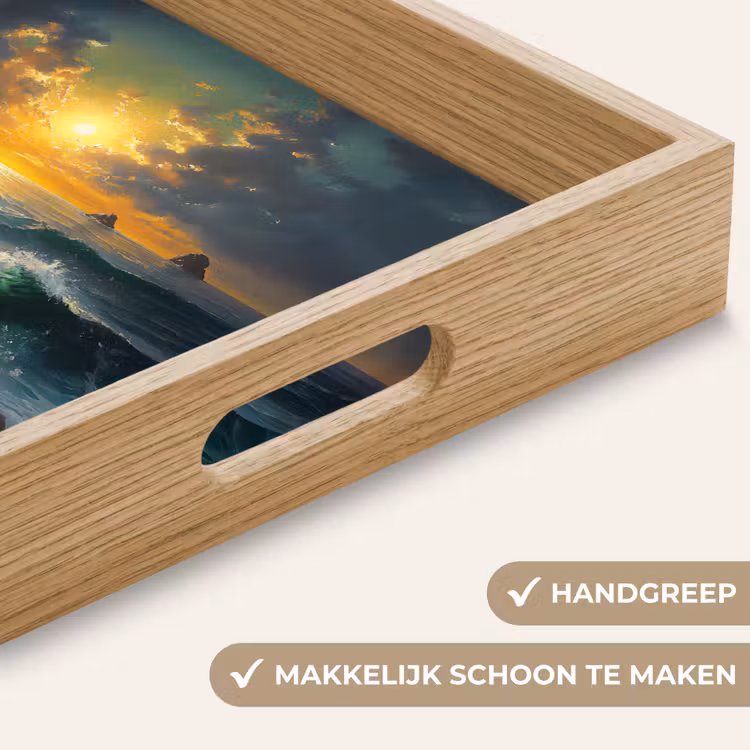 Zee - Zon - Golven - Rotsen Dienblad Rechthoek middel -USP_HandgreepNL