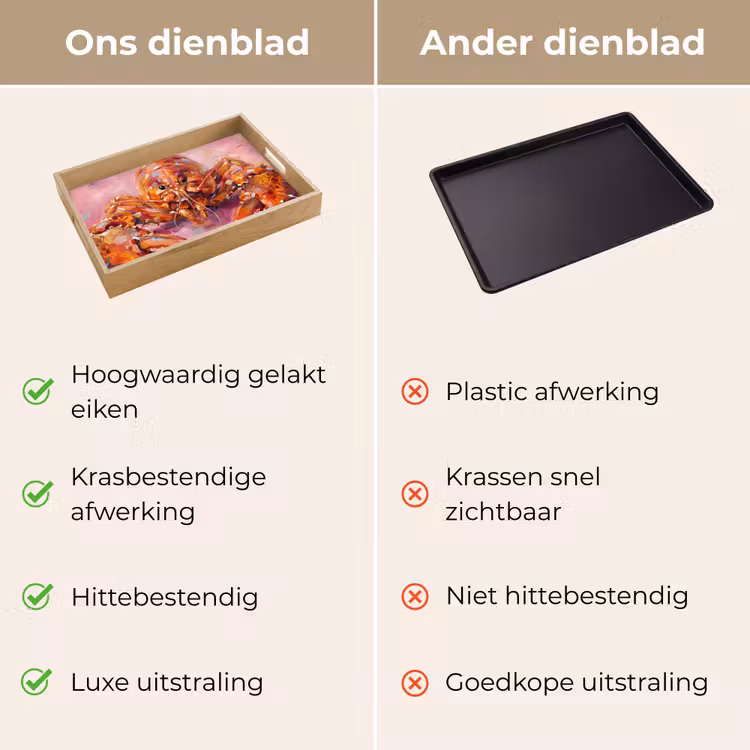 Zeeleven - Kreeft - Spatters - Abstract - Roze Dienblad Rechthoek middel -USP_VergelijkingNL