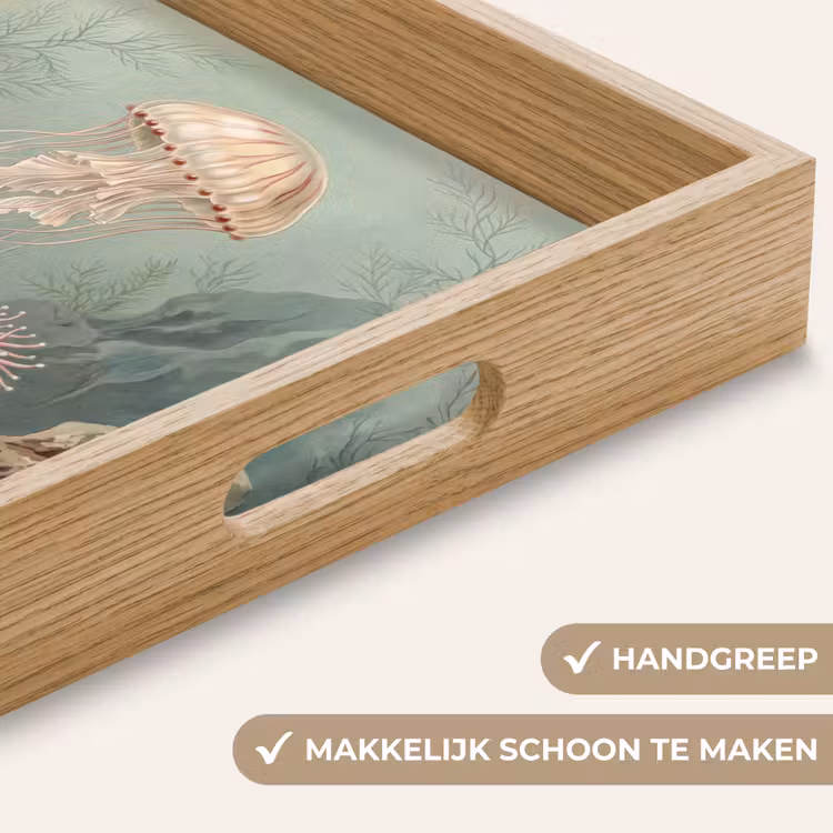 Zeeleven - Kwal - Onderwater - Illustratie - Beige Dienblad Rechthoek middel -USP_HandgreepNL