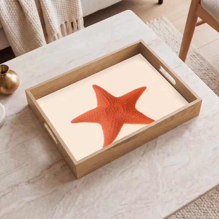 Zeester - Bobbels - Rood Dienblad Rechthoek middel -sfeer1