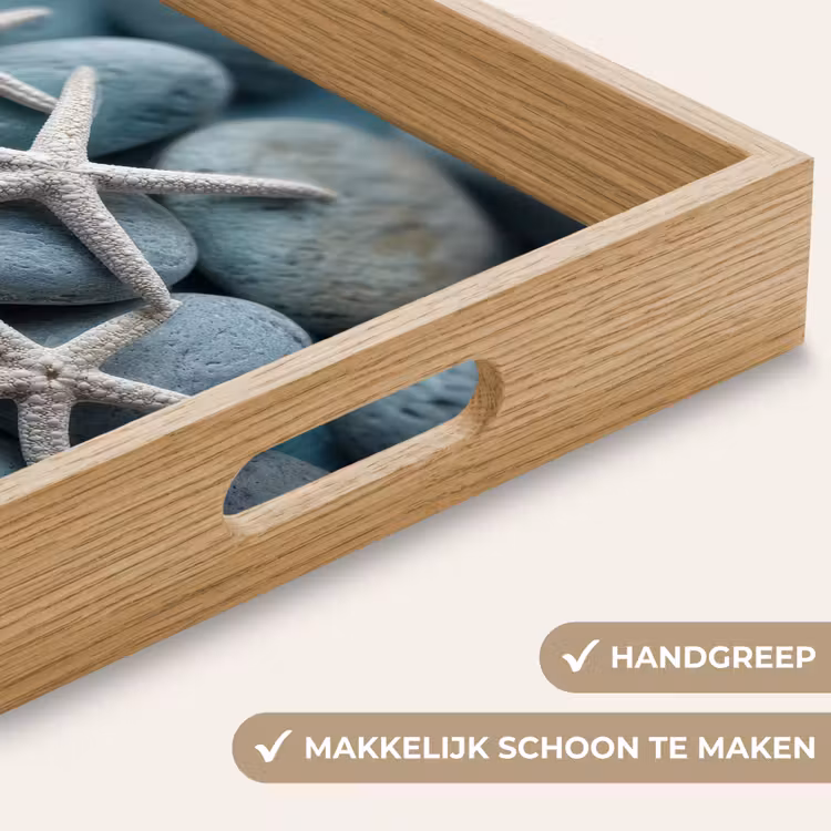 Zeesterren - Stenen - Wit Dienblad Rechthoek middel -USP_HandgreepNL