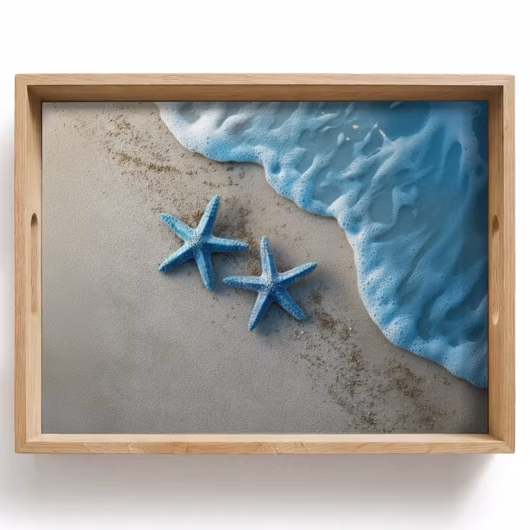 Zeesterren - Zand - Zee - Blauw Dienblad Rechthoek middel -z3d_shopping