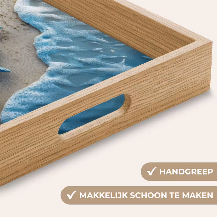 Zeesterren - Zand - Zee - Blauw Dienblad Rechthoek middel -USP_HandgreepNL