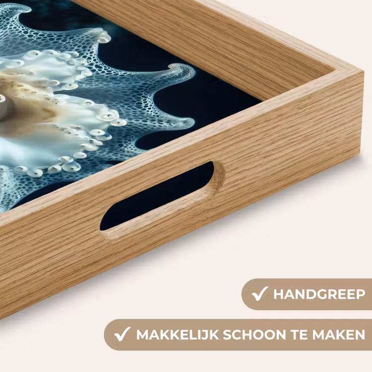 Zeewezen - Wit - Golven - Water Dienblad Rechthoek middel -USP_HandgreepNL