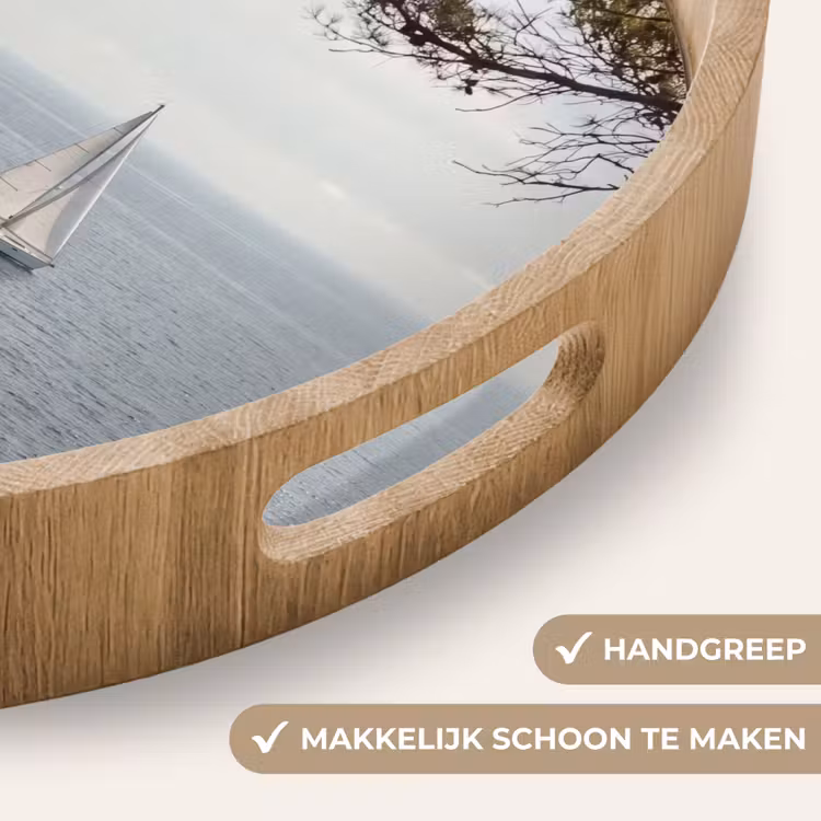 Dienblad - Zeilboot - bomen - water - Zeilboot - bomen - water Dienblad Rond middel