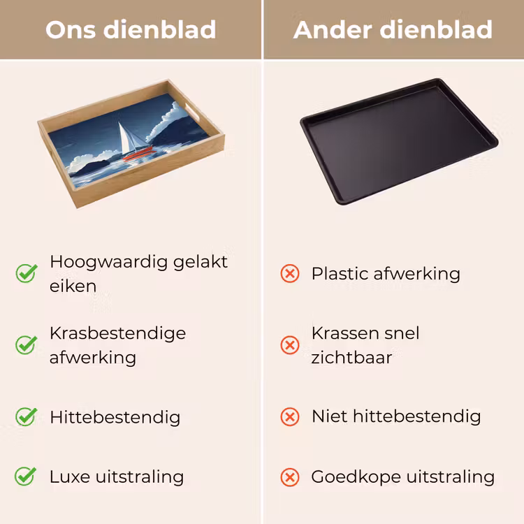 Zeilboot - Donkere bergen - Stilte Dienblad Rechthoek middel -USP_VergelijkingNL