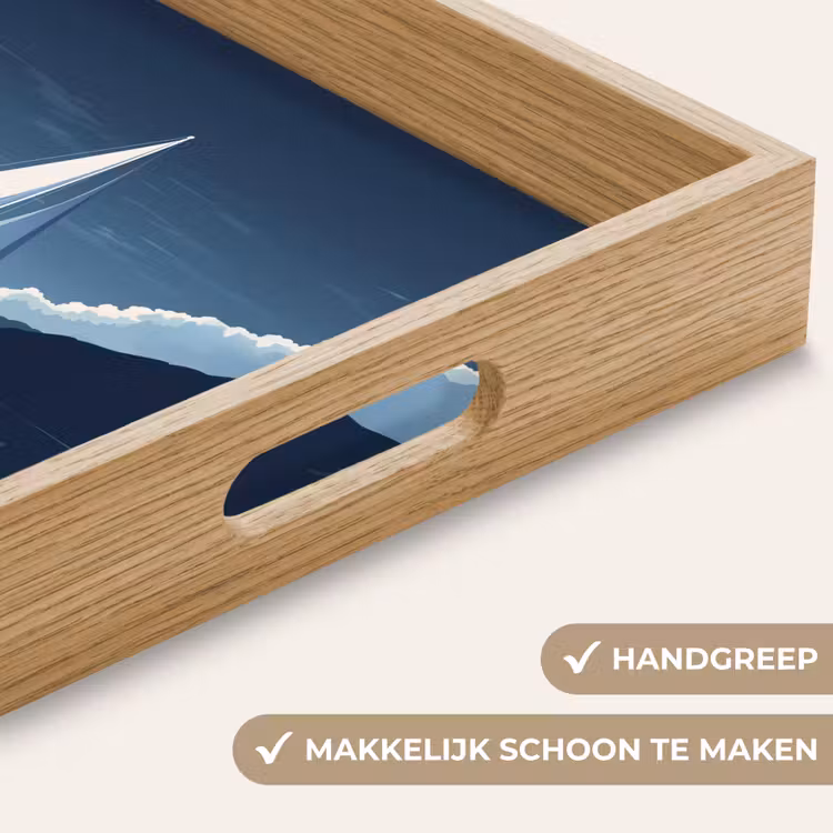 Zeilboot - Donkere bergen - Stilte Dienblad Rechthoek middel -USP_HandgreepNL