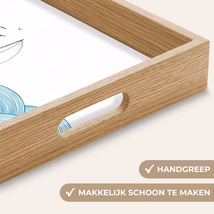 Zeilboot - Golven - Zee - Illustratie - Blauw Dienblad Rechthoek middel -USP_HandgreepNL