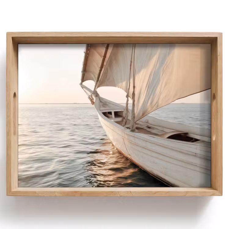Zeilboot - Zee - Beige - Zon Dienblad Rechthoek middel -z3d_shopping