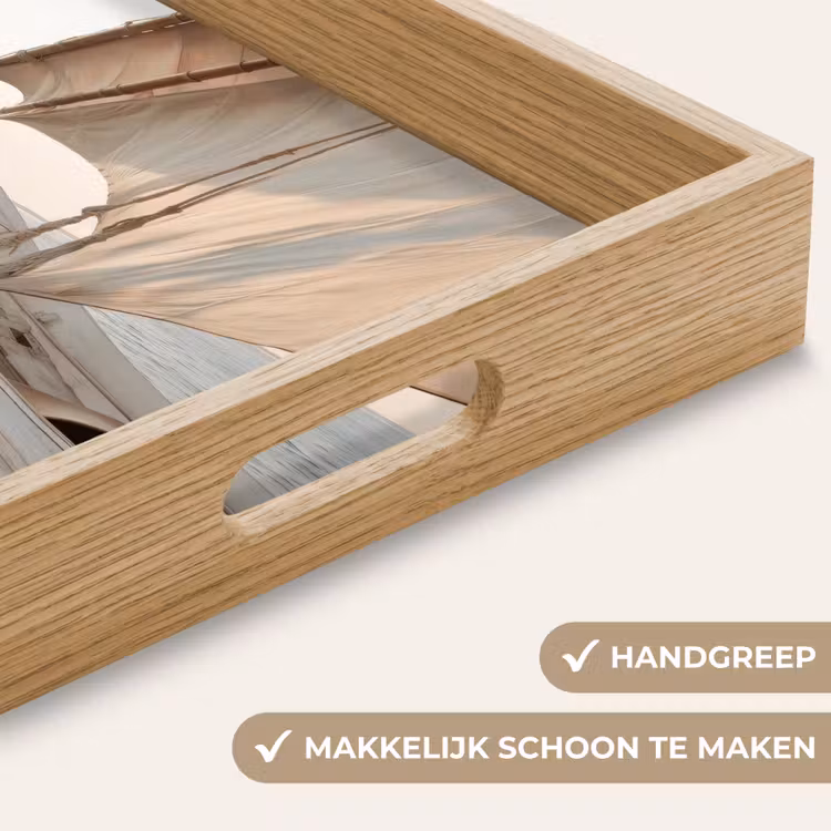 Zeilboot - Zee - Beige - Zon Dienblad Rechthoek middel -USP_HandgreepNL