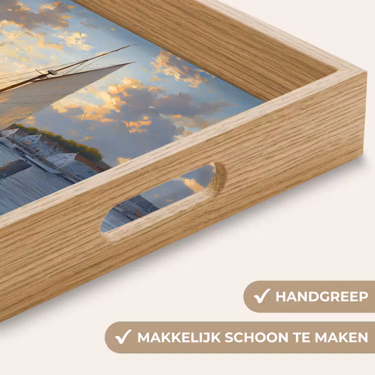 Zeilboot - Zon - Pier - Hout Dienblad Rechthoek middel -USP_HandgreepNL