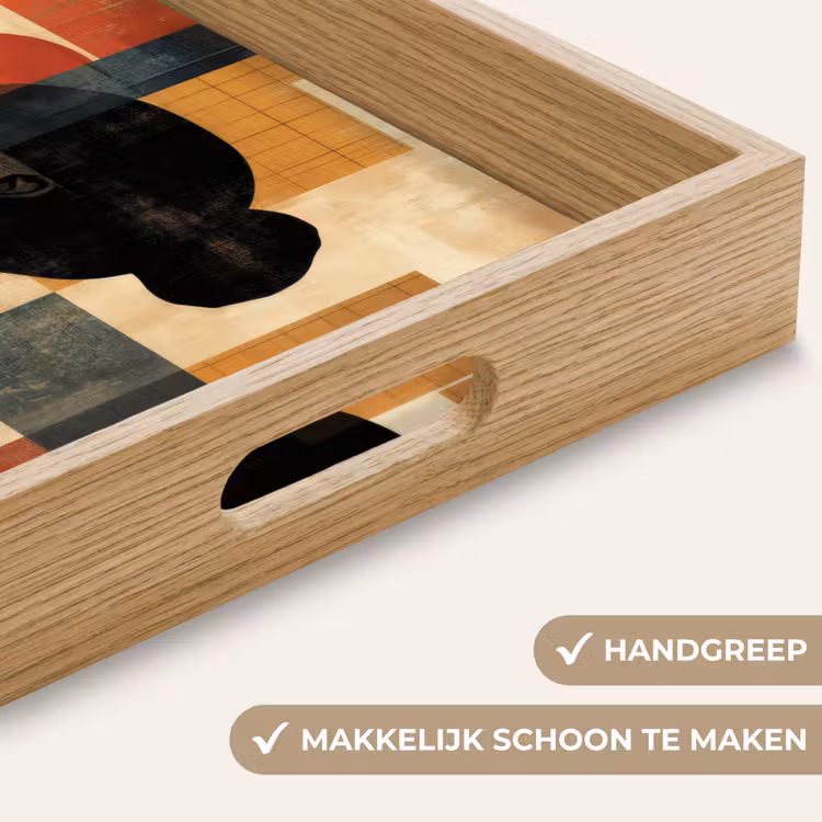 Zijaanzicht - Vrouw - Vormen Dienblad Rechthoek middel -USP_HandgreepNL