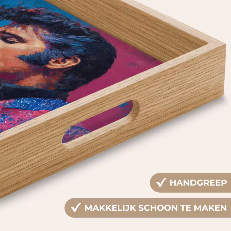 Zingende man - Glitterjas - Microfoon Dienblad Rechthoek middel -USP_HandgreepNL