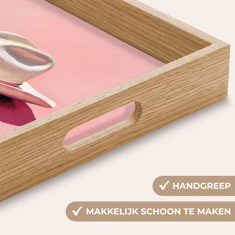Zomers - Hoed - Roze Dienblad Rechthoek middel -USP_HandgreepNL