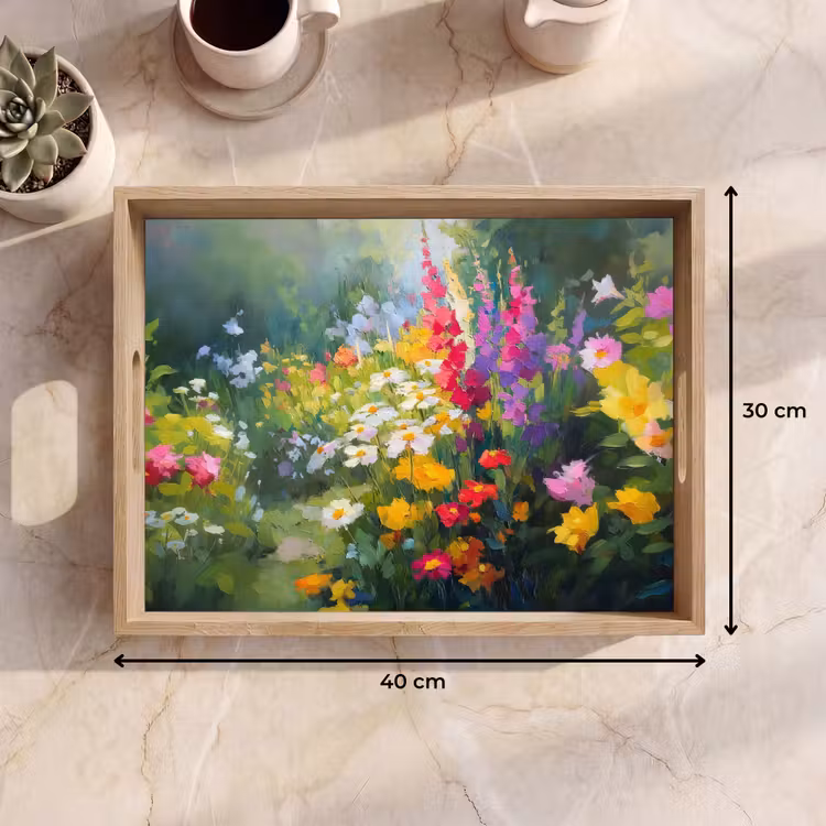 Zomertuin - Sfeervol - Bloemen Dienblad Rechthoek middel -USP_Formaat