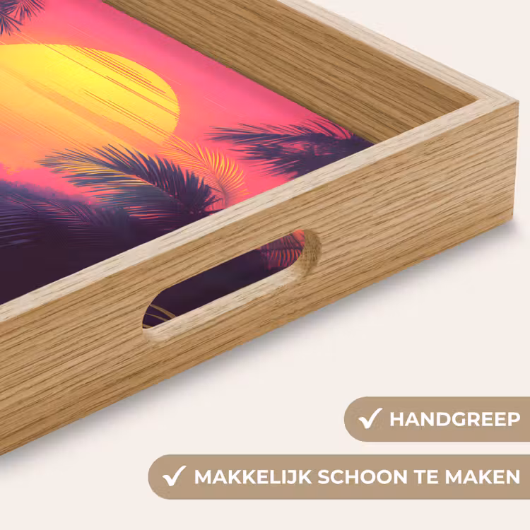 Zon - Geel - Palmbomen - Tropisch Dienblad Rechthoek middel -USP_HandgreepNL