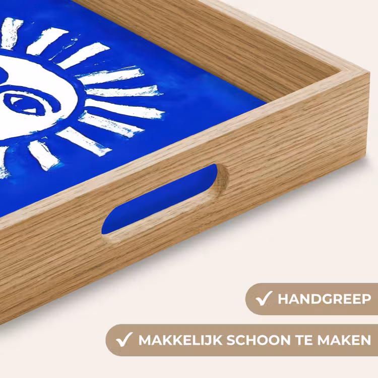 Zon - Gezicht - Penseelstructuur - Blauw Dienblad Rechthoek middel -USP_HandgreepNL