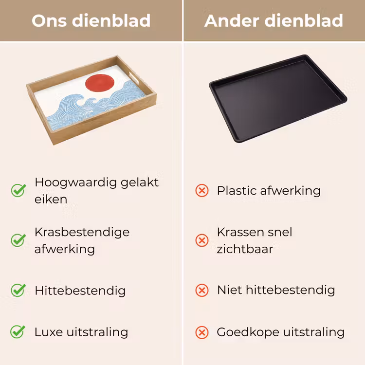 Zon - Golven - Oceaan - Abstract - Rood Dienblad Rechthoek middel -USP_VergelijkingNL