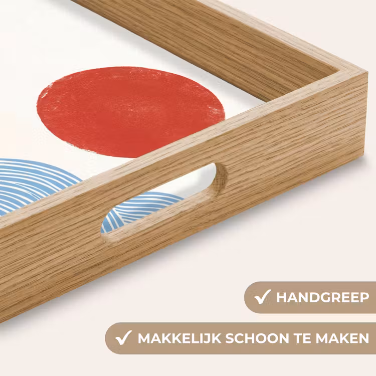 Zon - Golven - Oceaan - Abstract - Rood Dienblad Rechthoek middel -USP_HandgreepNL